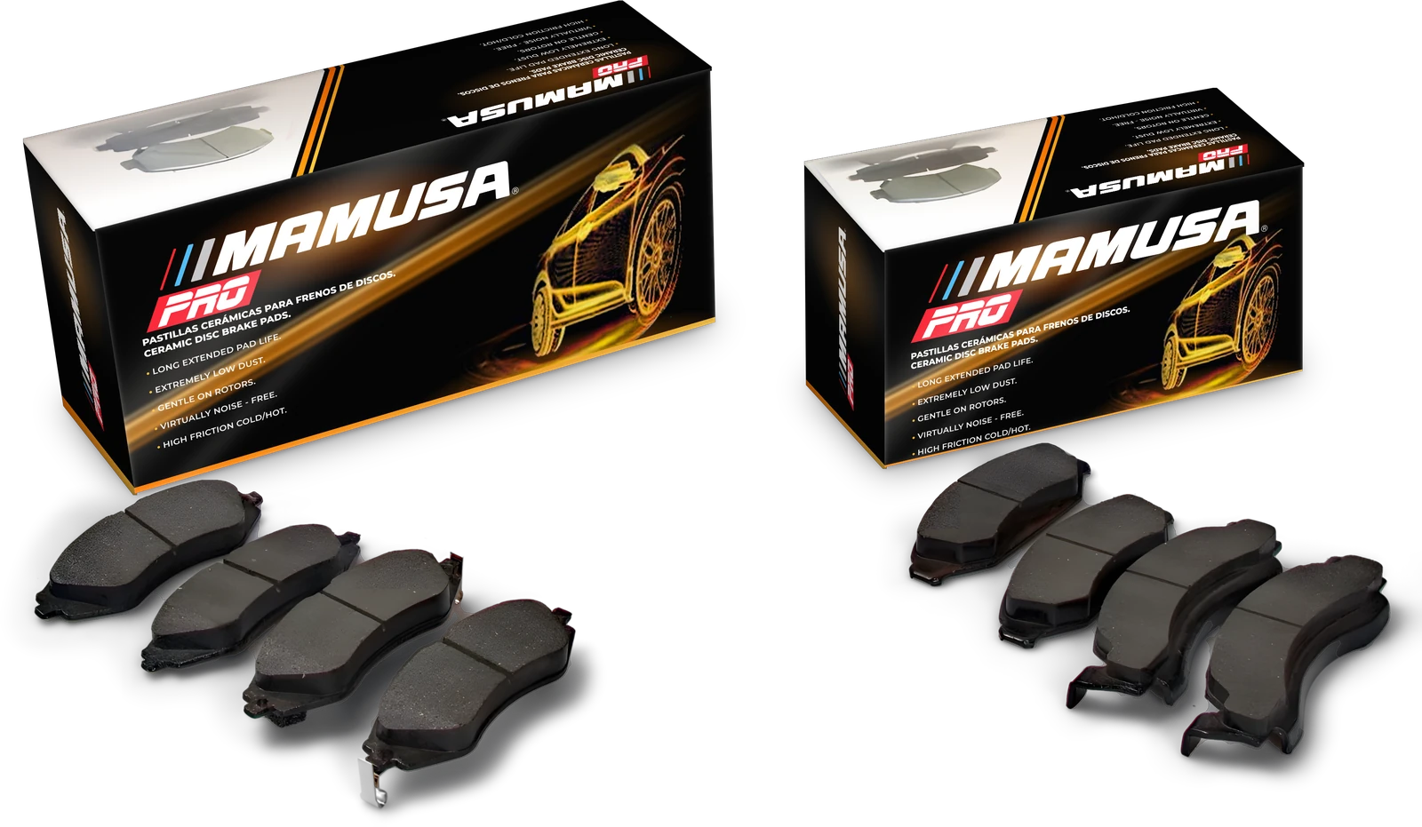 Pastillas de freno cerámicas MAMUSA PRO con su caja